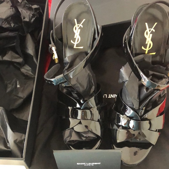 SAINT LAURENT Tribute T-Strap Platform Sandal - Picture 3 of 6